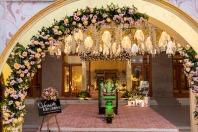 South Indian flower decorations with jasmine and roses