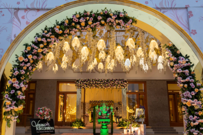 South Indian flower decorations with jasmine and roses